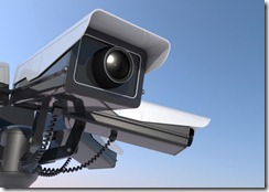 3d render of 6 security cameras on a pole close up
